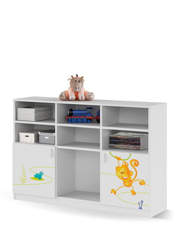 Raamaturiiul madal 135 Happy Animals White