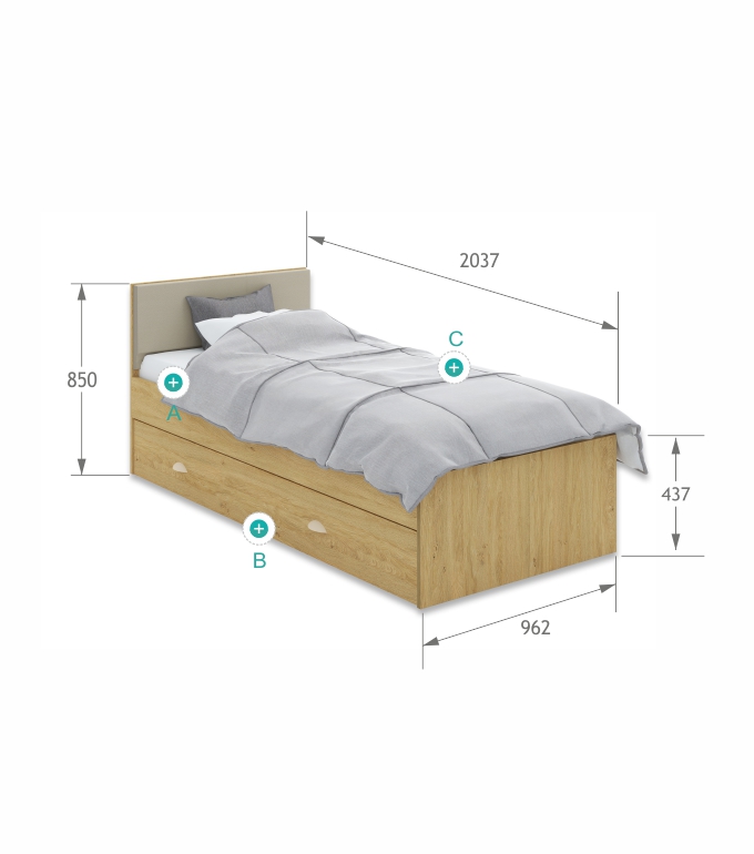 Łóżko tapicerowane 90x200 GO!