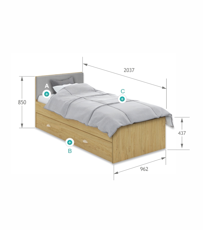 Łóżko tapicerowane 90x200 GO!